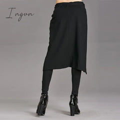 Ingvn - Spring Autumn Women Pants High Stretch Black Fake Two Pieces Pencil Skirt Pants Female Fashion Trousers Streetwear WP24