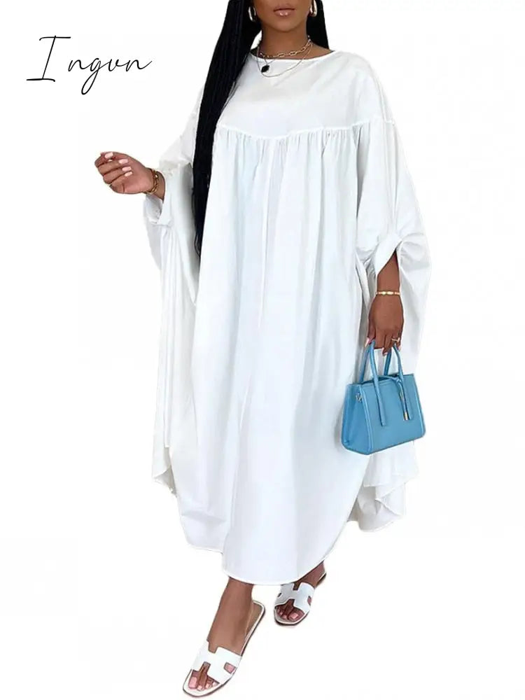 Ingvn - African Dress For Women Boubou Africain Femme Solid Color Dashiki Clothes Long Sleeve Ankara Dresses Girl Party Dress