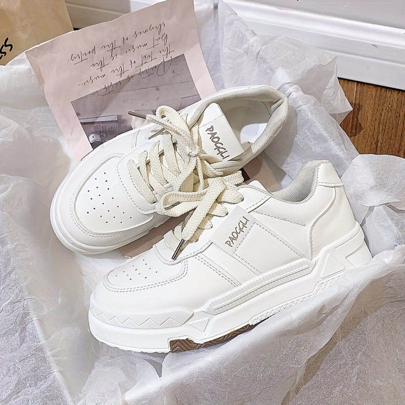 Womens Fashionable Platform Skate Sneakers - Stylish & Comfortable Low Top Shoes - Durable for Outdoor Adventures, Perfect for Students & Preppy Casual Wear
