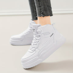 Lightweight Chunky Solid Color Sneakers, Comfortable Medium Tube Thick Soled Versatile Sports Shoes for Women