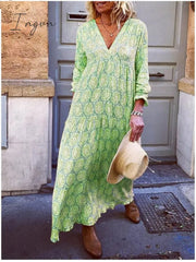 Ingvn - V Neck Pink Women Dresses Holiday Holiday Floral Dresses