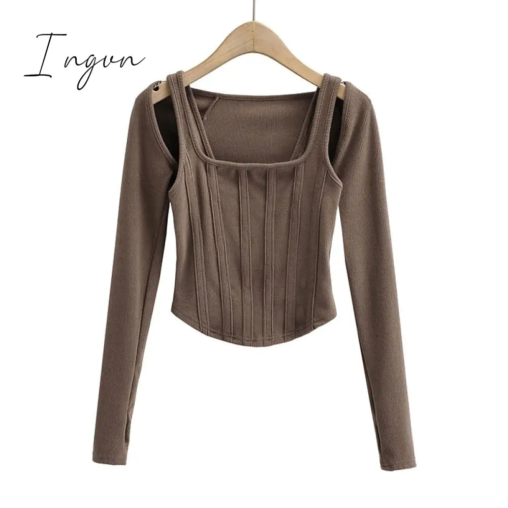 Ingvn - Sexy cropped tops women 2023 Summer knit tank top fish bone corset top white crop top ribbed cute black tops sets punk clothes