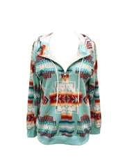 Cozy Fall/Winter Aztec Hoodie for Women: Unique Western Pattern, Durable Knit & Zip-Up Comfort