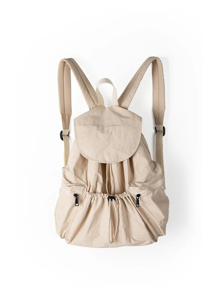 INGVN  New Backpack Fashion Casual Nylon Cloth Shoulder Bags For Women Light Large Capacity School Bag Designer Luxury Solid Color