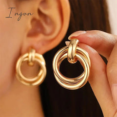 New Trendy Vintage Golden Silver Plated Wrapped Earrings for Women Niche Design Elegant Party Jewelry Girlfriend Gifts