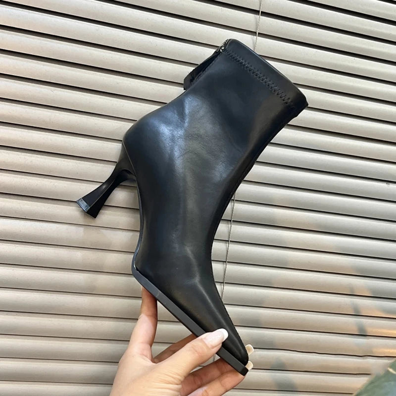 Ingvn  Autumn Pointed Toe Women Ankle Boots Fashion Elegant Dancing Party Prom Shoes High Heel Women's Modern Short Booties