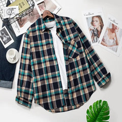 Ingvn - Plaid Shirts Womens Blouses Long Sleeve Lady Checked Tops Loose Female Outwear Casual Clothes Spring Autumn News