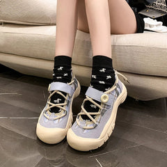 Ingvn  Ugly and Cute Big-headed Versatile Thick-sole Sneakers Women's Spring and Autumn Student Internet Celebrity High-end Sneakers