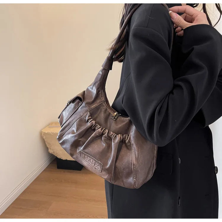 INGVN  Luxury Design Fashion Zipper Underarm Bag Streetwear Grunge Vintage Handbags Japanese Y2k Aesthetic Shoulder Bags Women Casual