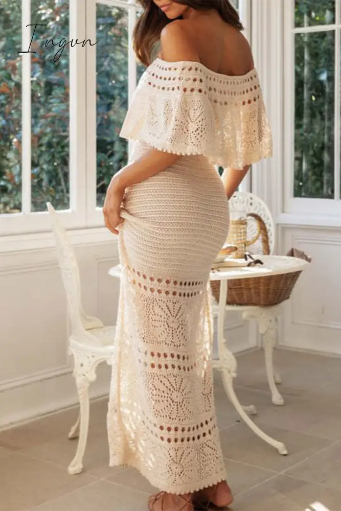 Ingvn - Sexy Solid Hollowed Out Off the Shoulder One Step Skirt Dresses