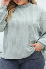 Ingvn - Casual Solid Basic Turtleneck Plus Size Tops