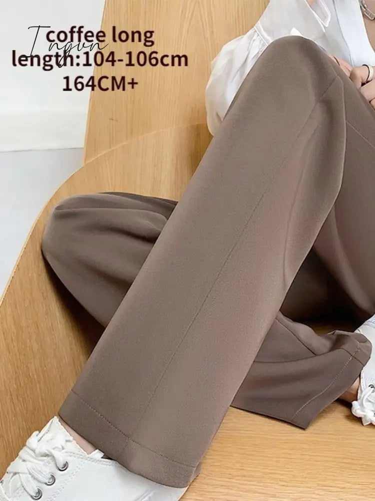 Ingvn - Spring Outfits Trends Casual High Waist Loose Wide Leg Pants for Women Spring Autumn New Female Floor-Length White Suits Pants Ladies Long Trousers
