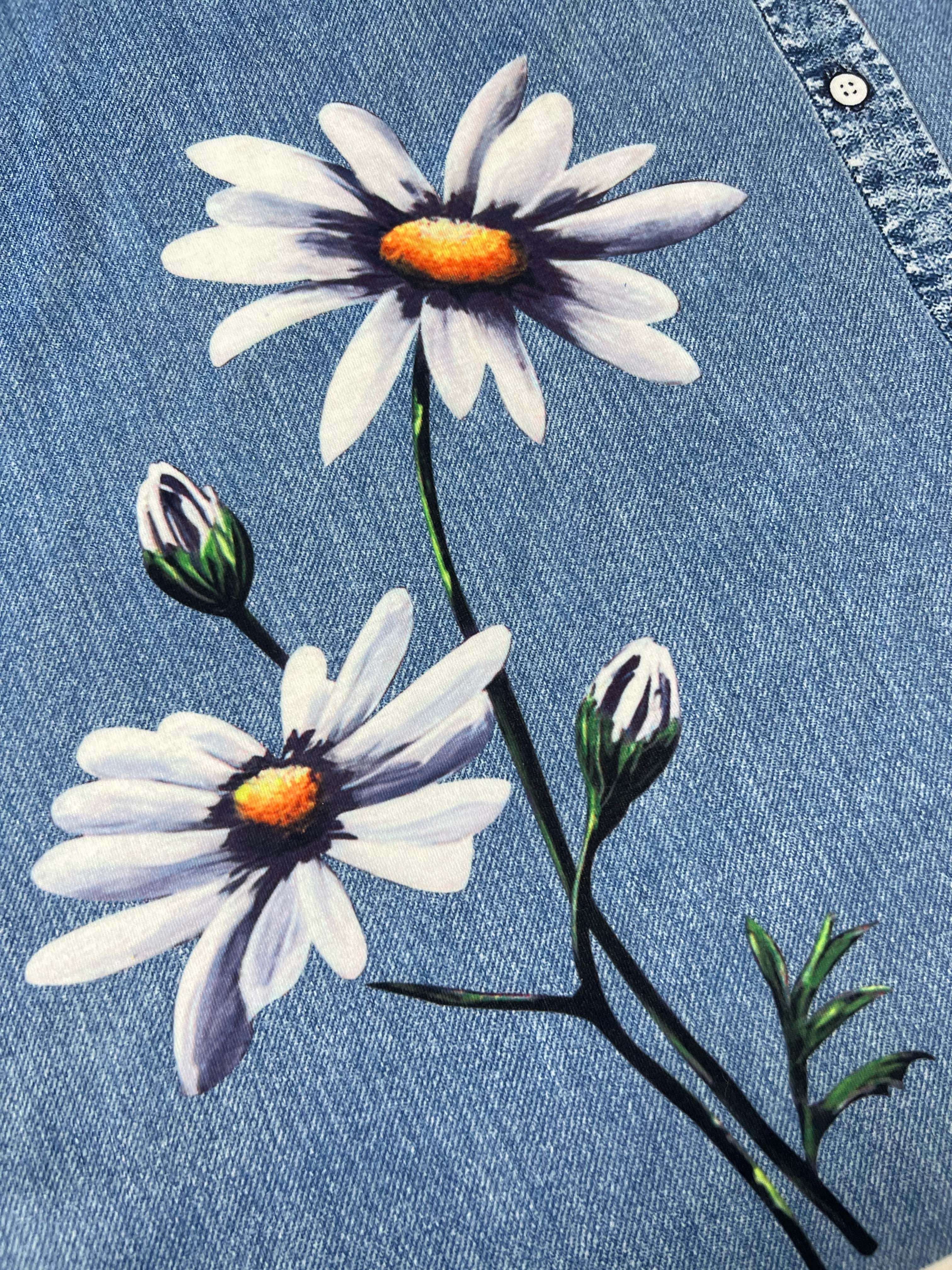 Plus Size Floral Denim Charm - Womens Casual Round Neck Loose Tank Dress with Boho Style - Comfortable & Fashionable for All Seasons