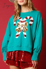 Ingvn - Casual Solid Sequins Printing O Neck Tops