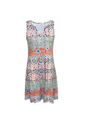 Chic Floral Print V-Neck Tank Dress - Casual Button Front Style - Perfect for Spring & Summer - Lightweight, Flattering Womens Wardrobe Essential