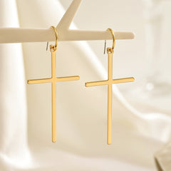 Modern Minimal, Elegant & Chic Cross Dangle Earrings - Minimalist Iron Fashion Statement for Casual Attire