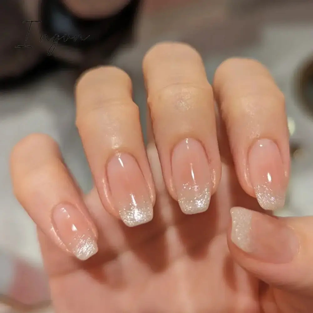 24pcs detachable cat eyes red wine false nails with glue full cover ballet square almond shiny acrylic press on fake nails tips
