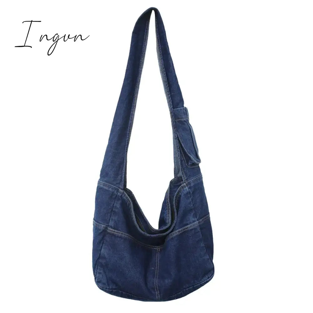 Ingvn - Denim Women's Bag 2024 New Eco Reusable Ladies Handbags Canvas Shopping Travel Shoulder Bags Unisex Jeans Crossbody Bag Shoppers