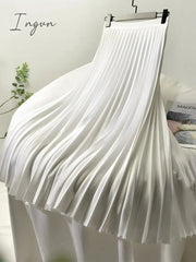 Ingvn - Brand Designer Women Spring Autumn Elegant Chic Solid Pleated Skirt High Waist Luxury Fashion With Elastic Female C-035