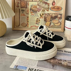 Ingvn  Women's Slippers and Ladies Sandals Rubber Shoes Sneakers Summer  Black Slides Junior Mules Sports Cotton with Heel Platform