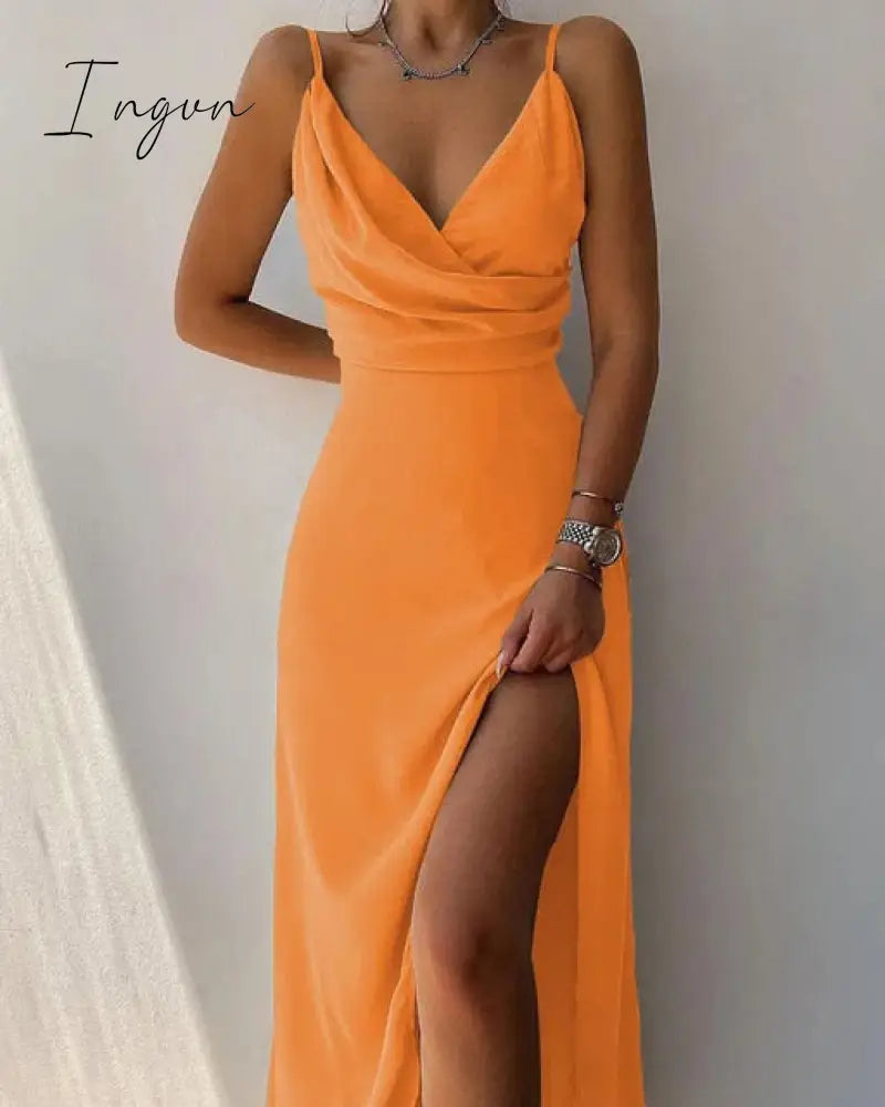 Ingvn - 2023 Trends Women Tropical Print Halter Maxi Dress Summer Vacation Sleeveless Sexy camisole Large swing Dress Casual Floral