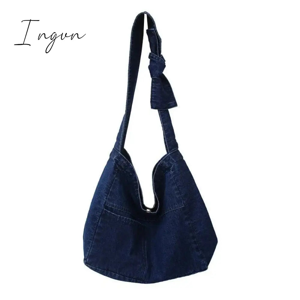 Ingvn - Denim Women's Bag 2024 New Eco Reusable Ladies Handbags Canvas Shopping Travel Shoulder Bags Unisex Jeans Crossbody Bag Shoppers