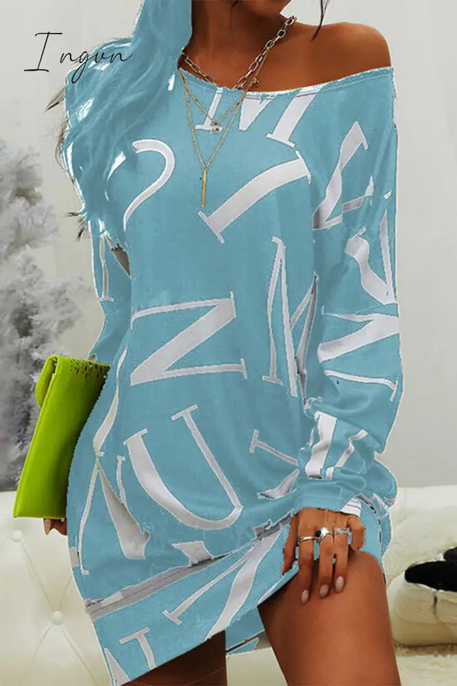 Ingvn - Casual Letter Printing O Neck A Line Dresses
