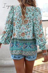 Ingvn - Elegant Floral Bandage V Neck Tops