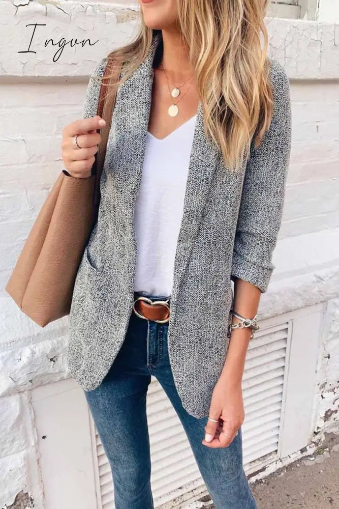 Ingvn -  Casual Slim Suit Jacket Tops(4 Colors)