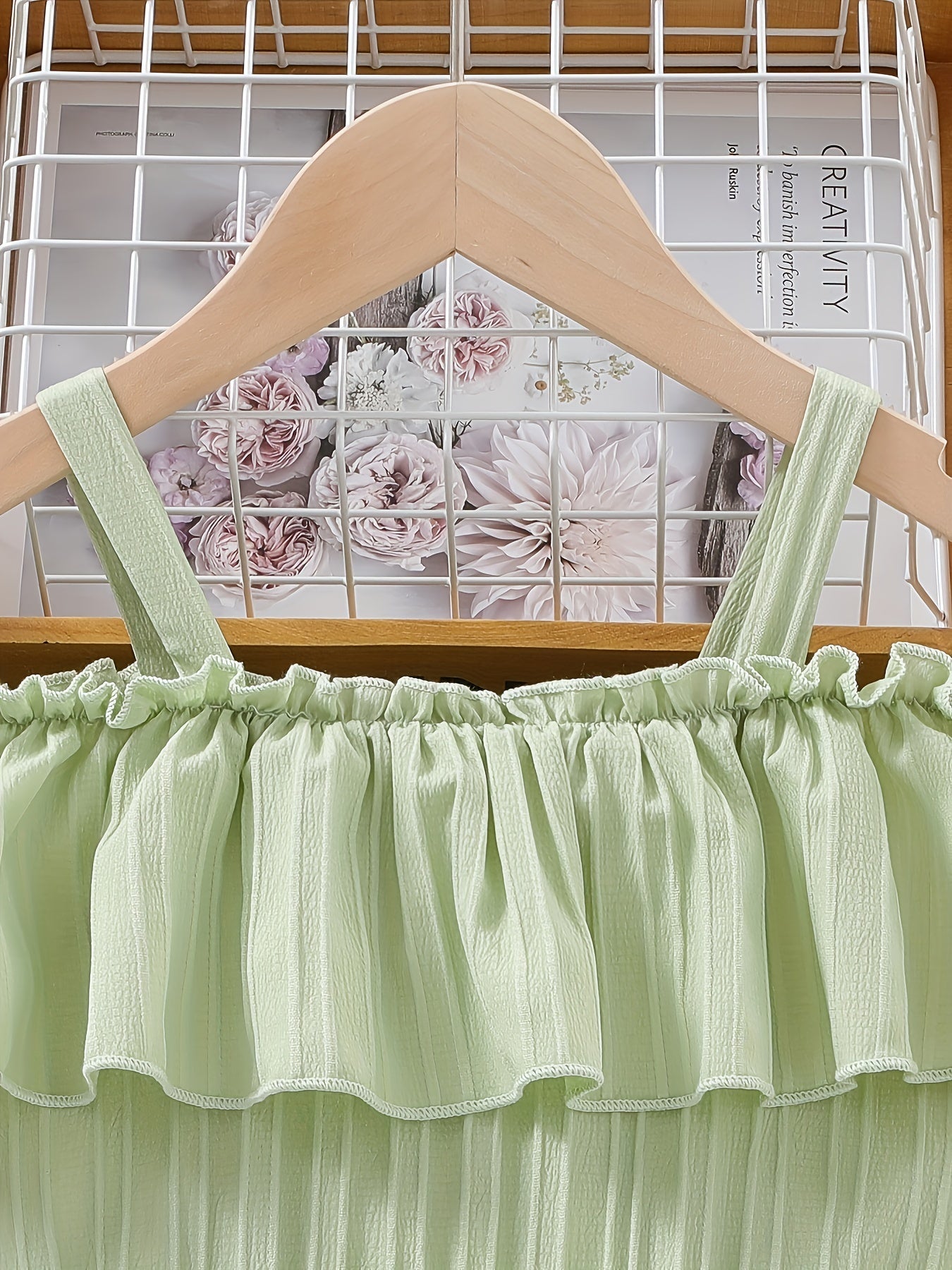 Charming Floral Ruffle Off-Shoulder Suspender Dress - Casual, Elegant, Spring and Summer Essential for Girls - Embroidered Flower Design, Comfortable and Versatile