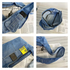 Ingvn - Denim Women's Bag 2024 New Eco Reusable Ladies Handbags Canvas Shopping Travel Shoulder Bags Unisex Jeans Crossbody Bag Shoppers