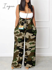 Ingvn - Sets Outifits 2023 New Geometric Print Wide Leg Suspender Jumpsuit Fashion Casual Pieces For Wome