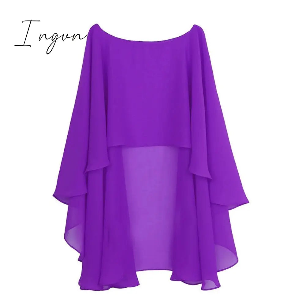 Ingvn - Womens Ladies Soft Wedding Capes Wedding Jacket Wraps Chiffon Shrug Bridal Bolero Long Shawl and Wraps Evening Wedding Cover Up
