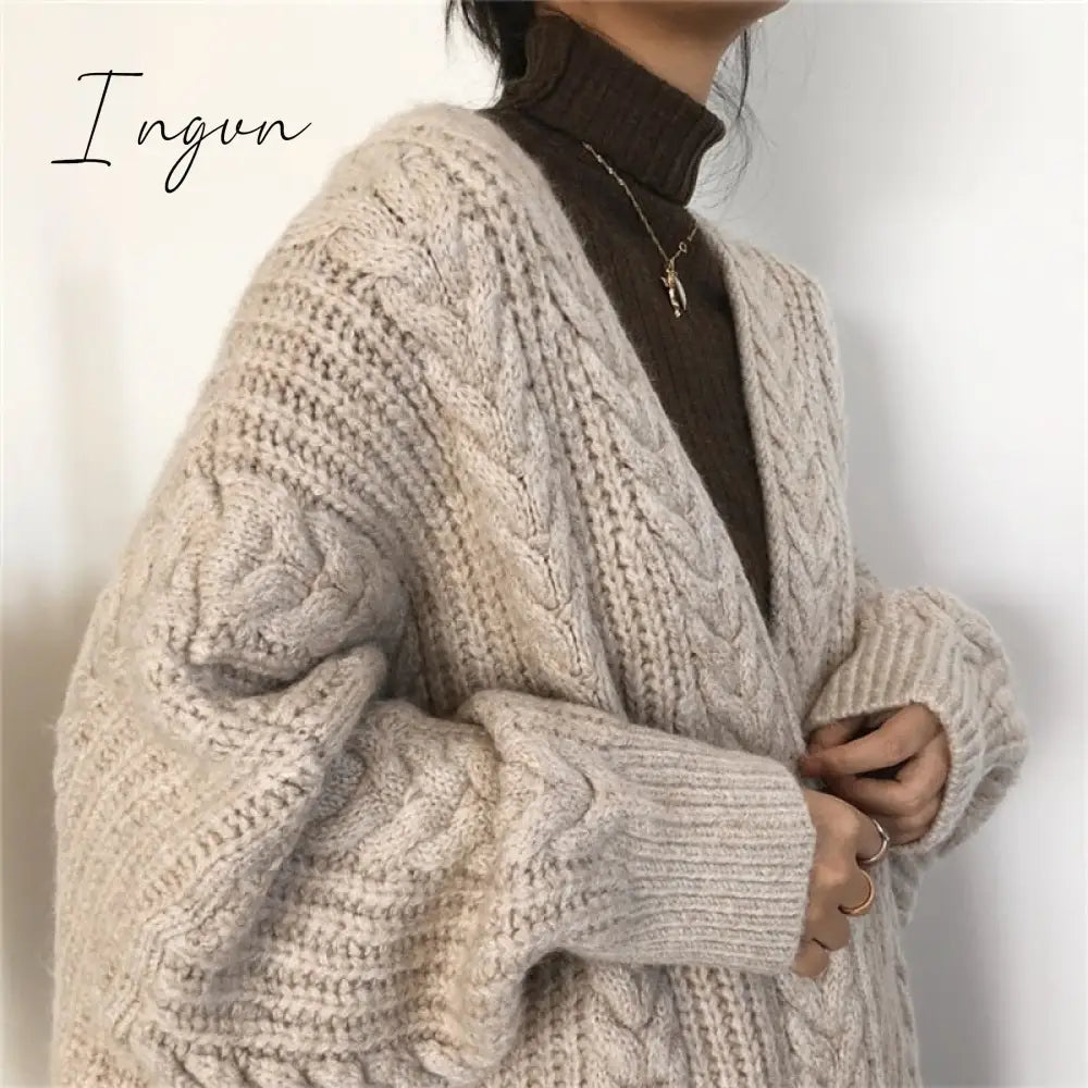 Ingvn - New Women's Sweaters Autumn Winter Fashionable Bat Sleeve Cardigans Warm Wild Knitwear Tops