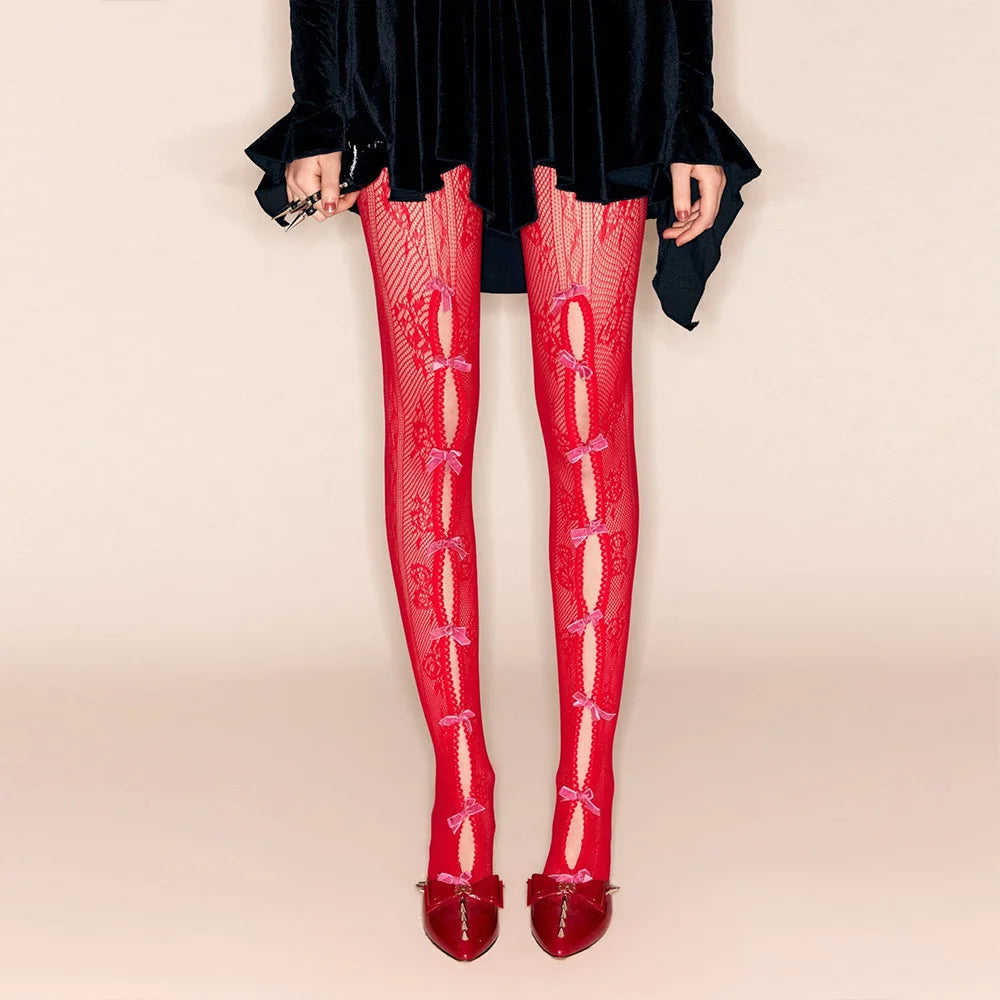 Ingvn  Sexy Leggings  Woman Clothes High Waist Hollow Out Bowknot Slim Pants Streetwear Night Club Outfit Female Skinny Tights