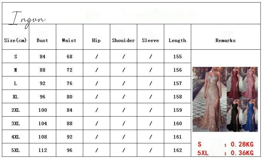 Ingvn - Big 5XL Fashion Women Dress Sequin Prom Party Fork Opening Ladies Dresses Ball Gown Sexy Gold Evening V-Neck Long Women Dress