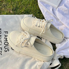 Ingvn  Shoes Mules Women's Slippers and Ladies Sandals Job Off White Summer  Rubber Slides High Up To 5cm Heel with Bow Round Toe F