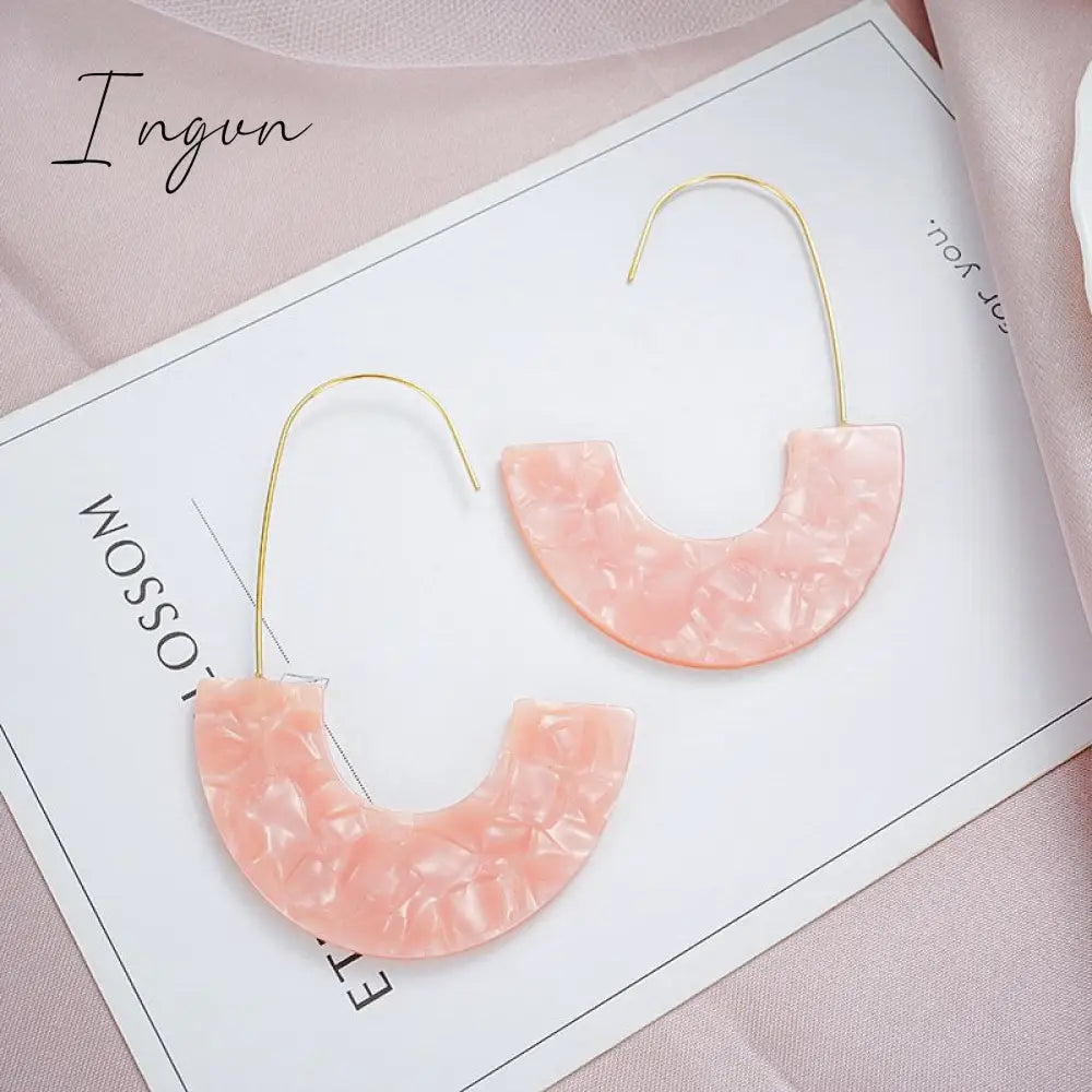 Ingvn - Korean Style Dangle Drop Earrings For Women Pink Color Arcylic Geometric Cute Pendant Earrings 2023 Trend Brincos Jewelry Gifts