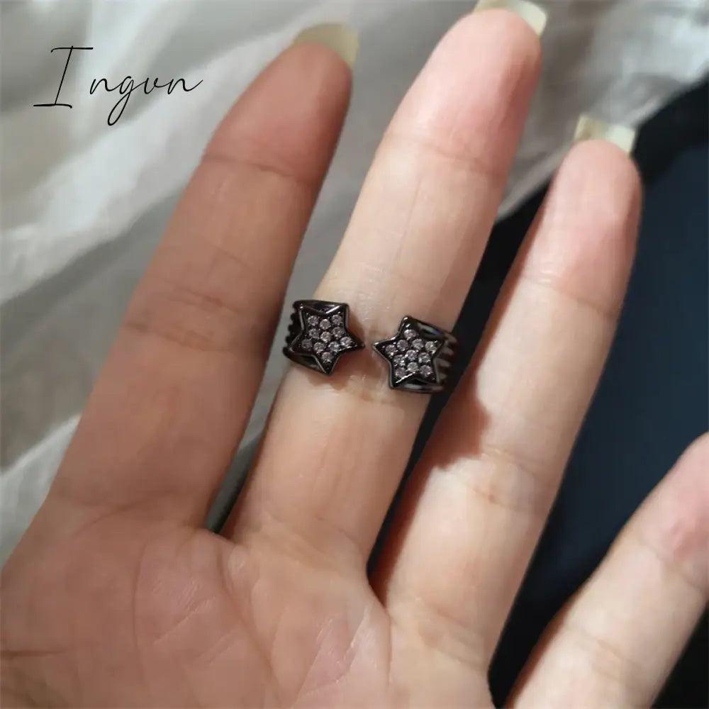 Fashion Gothic Animal Black Zircon Rings Y2K Star Crystal Opal Ring Goth Spider Butterfly Rings for Women Girl Aesthetic Jewelry