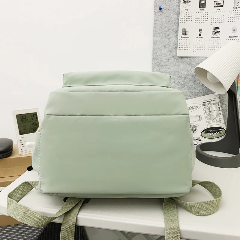 INGVN  Waterproof Teenage Bookbag Nylon Rucksack Fashion Girl Backpack Women Shoulder Bag High School Schoolbag Black