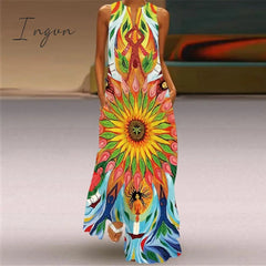 Ingvn - Summer Long Dress Elegant Robe Dress Party Sleeveless Dresses Women Casual Sundress Vintage Maxi Dresses For Women