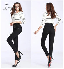 Ingvn - Fashion Women Denim Pants Elastic High Waist Skinny Stretch Jean Female Spring/Autumn Jeans Feet Pantalones Mujer Plus Size