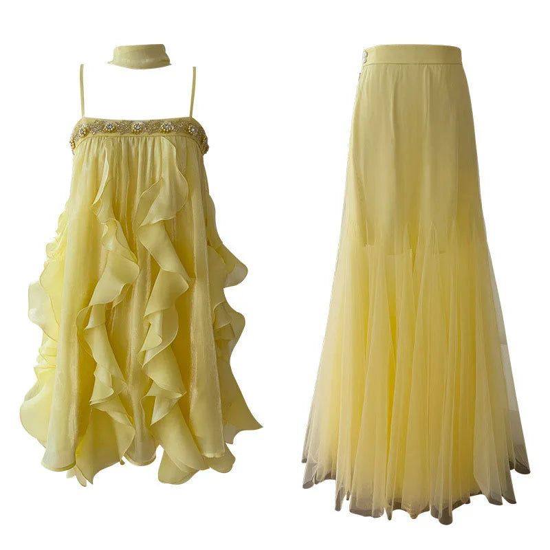 Fashion Women Dress Set Sleeveless Strapless + High Waist Skirt Female Summer Party Dresses New Tide