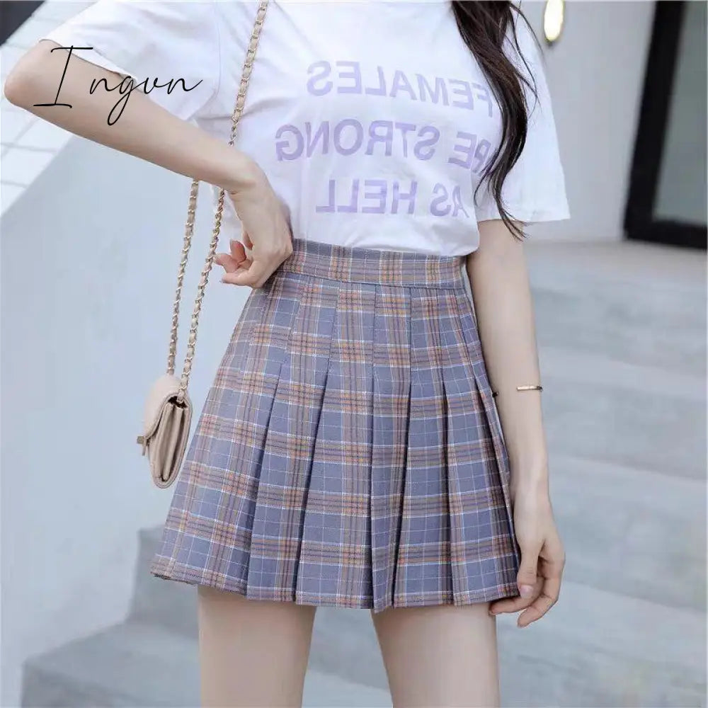 Ingvn - Fashion Kawaii Summer Women Skirts High Waist Cute Sweet Girl's Pleated Skirt Korean Style Mini Skirts for Women