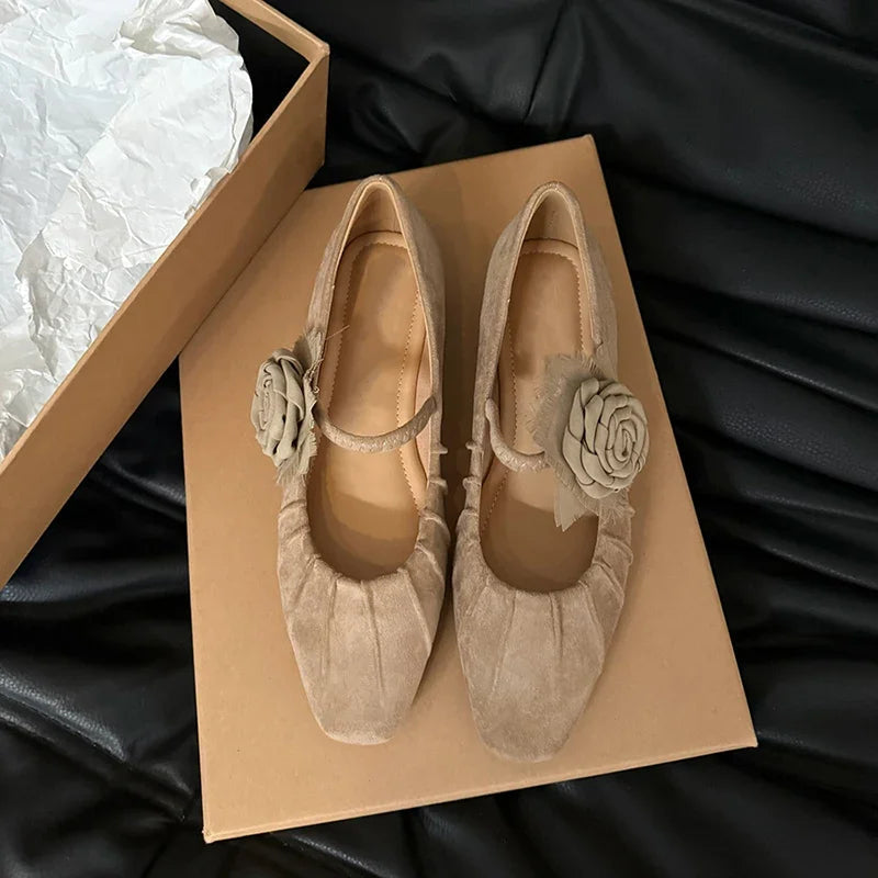 Ingvn  Women Pumps Shoes Fashion Shallow Flower Ladies Slip On Shoes Street Style Dress Mary Jane Shoes