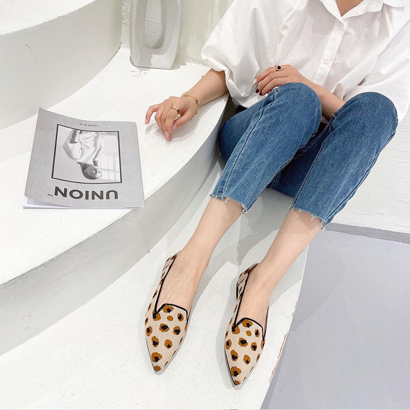 women's flat shoes Large shoes Fashion good materials Knitted breathable rubber anti-skid latex insole Spring and autum