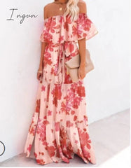 Ingvn - Summer Women's Dress White Floral Dress Off The Shoulder Long Dress Female Streetwear Casual Elegant Party Dresses Ladies