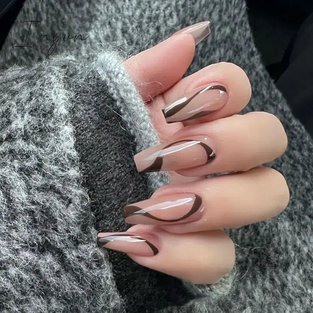 Extra Long Coffin Ballerina False Nails Fake Nails With Designs Press On Nails Manicure Tool Nail Accessory Full Cover Nail Tips
