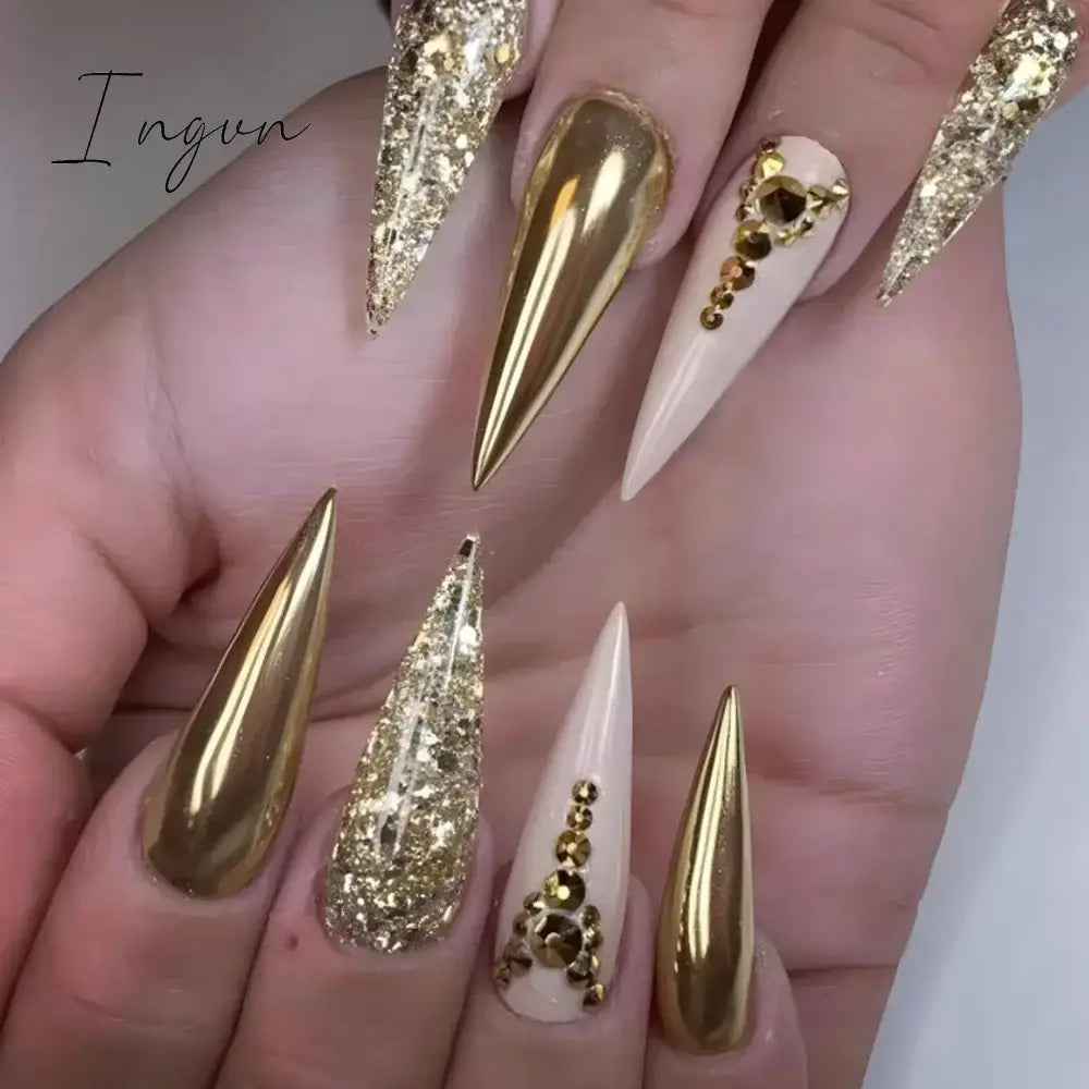 24Pcs False Nails With Glue Almond Pink Butterfly Design Detachable Rhinestones Acrylic Fake Nails long stiletto Press On Nails