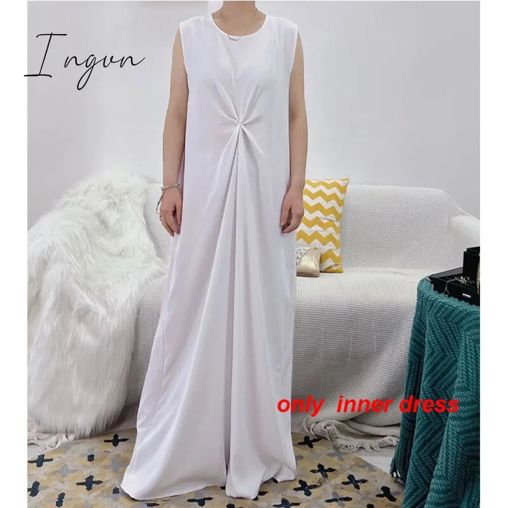 Ingvn - 2023 Summer Puff Sleeve Muslim  Abaya Women Dress Elegant Modest Morocco Party Long Dress Islamic Turkey Dubai Eid Ramadan Jubah Robe